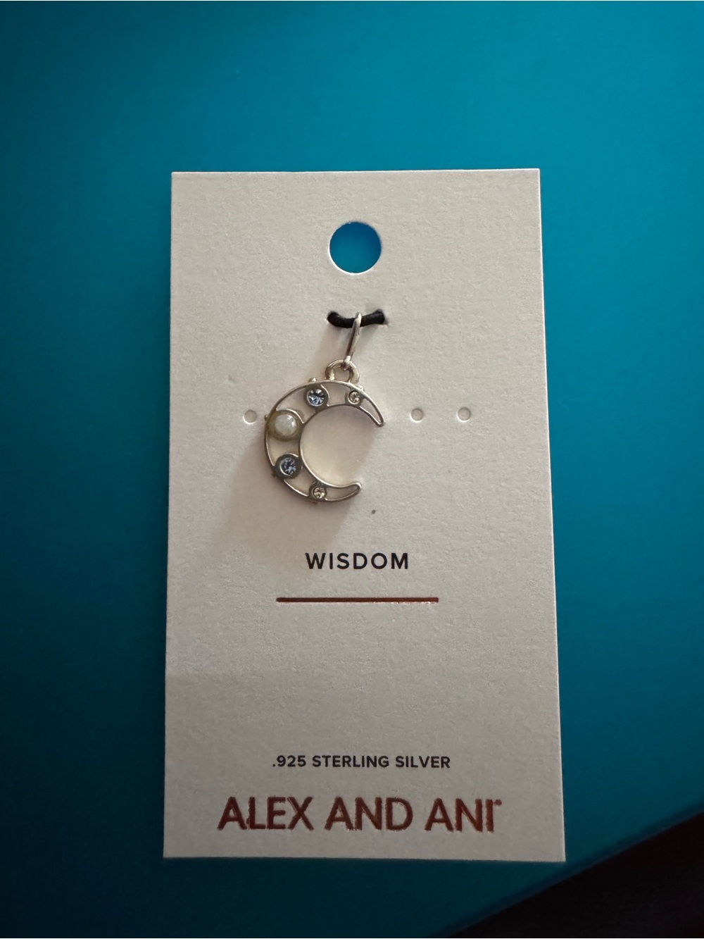 Alex and Ani Sterling Silver Moon Charm in Silver with Crystals